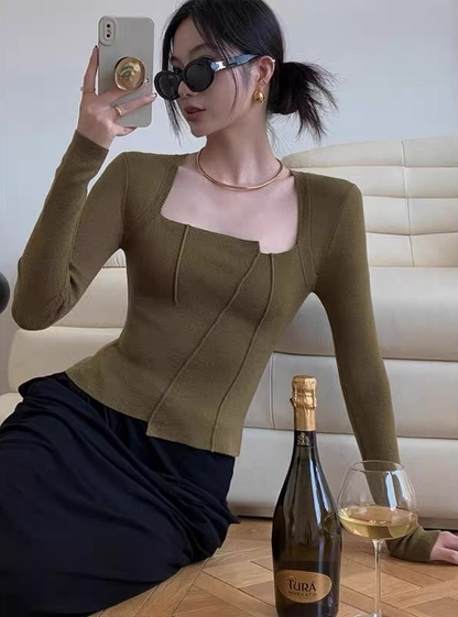 フレンチスクエアネックトップ